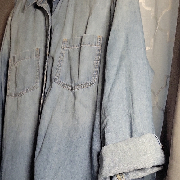 Faded Glory Blue Casual Button Down Shirt - Picture 7 of 7